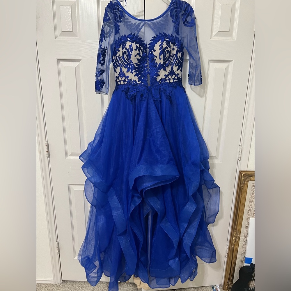 3/4 Lace Sheer Sleeve Royal Blue Gown Turkish Gown from Turkey